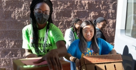 students volunteer during MLK Civic Action Week