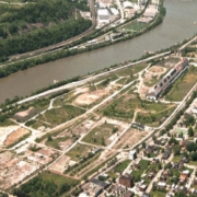 an aerial shot of hazelwood green before redevelopment